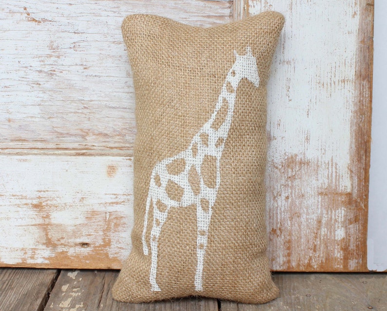 The Charming Giraffe Burlap Doorstop Safari Decor Zoo Animals Animal Print Giraffe Doorstop image 1