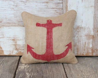Anchor  - Burlap Feed Sack Doorstop - Nautical  Design - Door Stop