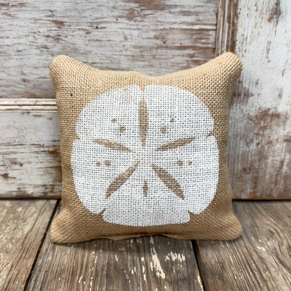 Sand Dollar Burlap Fabric Doorstop - Coastal Beach House Decor - Nautical Door Stop