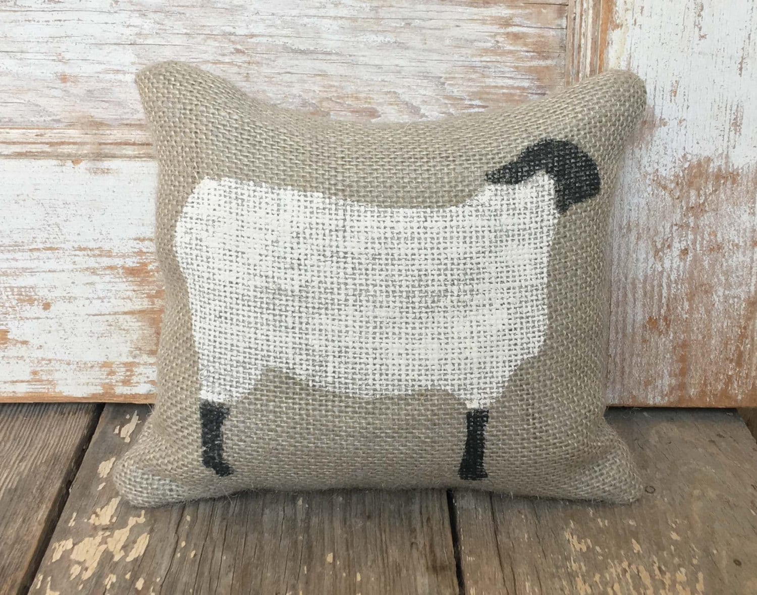 Suffolk Sheep Burlap Feed Sack Doorstop Sheep Door Stop Sheep