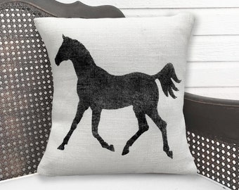 Prancing Pony - Burlap Horse Pillow
