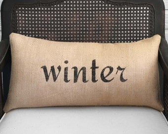 Seasons  Burlap  Pillow - Your choice of a Winter Pillow - Fall Pillow - Summer Pillow - Spring Pillow - Four Seasons - fall decor