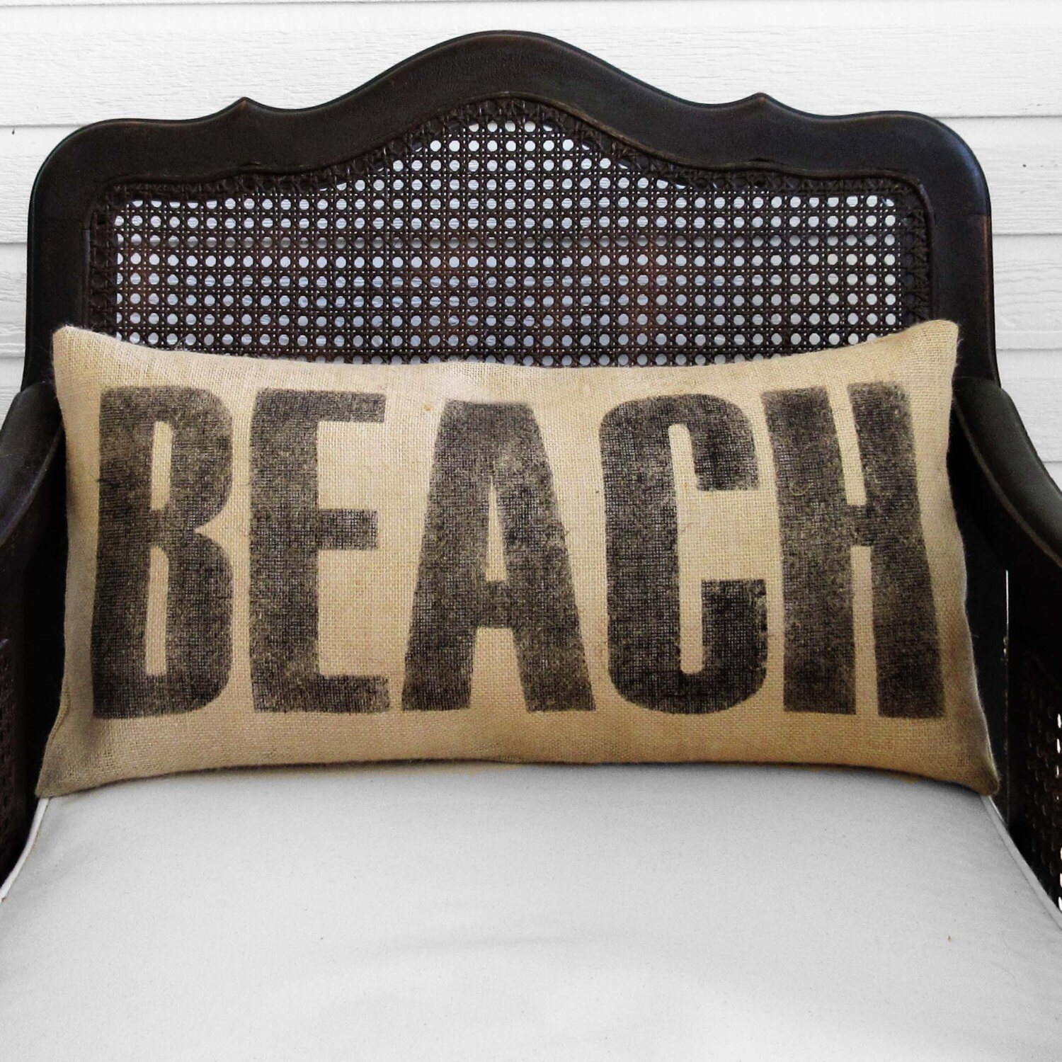 Beach Burlap Pillow Beach Pillow Beach Decor Beach Cottage