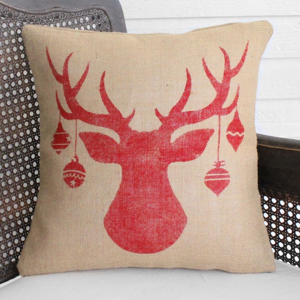 Reindeer Pillow Etsy