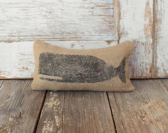 Cachalot Whale-  Burlap Feed Sack Doorstop - Nautical Door Stop - Burlap Decor - Coastal Decor - Whale decor