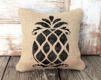 Pineapple Doorstop - Welcome  Hospitality-  Burlap Feed Sack Door  - Tropical home decor - Southern Greeting