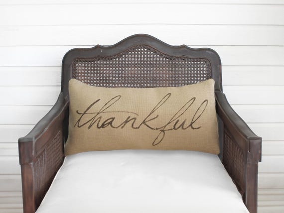 Thankful-  Burlap Pillow - Fall Pillow - Thanksgiving Decor