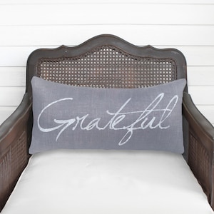 Grateful  Burlap Pillow - Fall Pillow - Thanksgiving Decor