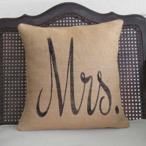 Mr and Mrs Pair of Burlap Pillows Wedding Pillows Marriage Pillows Mr and Mrs Pillow image 5