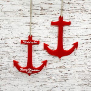 Personalized Anchor Christmas Ornament - Custom Engraving - Laser Cut from Wood or Acrylic - Nautical Christmas Ornaments - Gift for Sailor