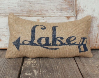 To the Lake -  Burlap Doorstop - Lake Cabin Decor  - Arrow - Lake Cottage Decor - Lake House Decor - Door Stop