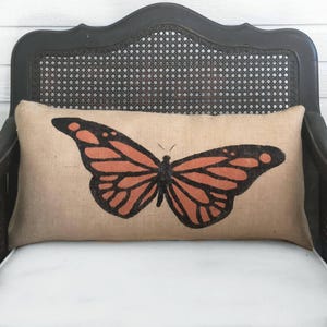 Butterfly - Burlap Pillow - Monarch Butterfly Pillow - Butterfly Decor - Orange butterfly - Yellow Butterfly, Blue Butterfly Lavender image 2