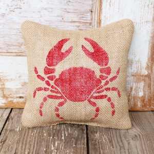 Crab -  Burlap Feed Sack Doorstop - Nautical Door Stop - Crab Decor - Crab Silhouette - Blue Crab - Red Crab