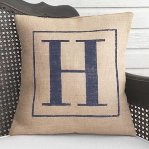 Classic Monogram - Burlap Pillow - Monogram Pillow Burlap - Personalized - Letter Pillow - Initial Pillow - Alphabet Pillow image 2