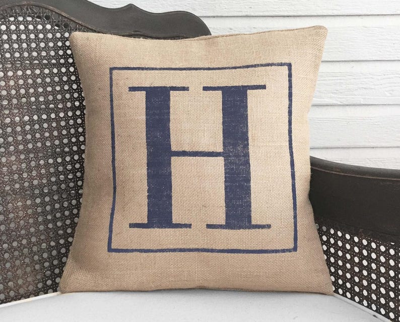 Classic Monogram - Burlap Pillow - Monogram Pillow Burlap - Personalized - Letter Pillow - Initial Pillow - Alphabet Pillow image 2