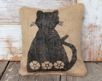 Ms. Kitty Cat -  Burlap Feed Sack Doorstop - Cat Door stop