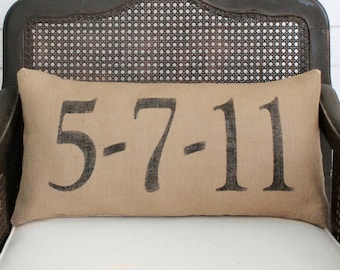 Remember the Day - Burlap Pillow - Personalize with a  special date in your life - Save the Date Pillow - Anniversary Pillow - Wedding Date