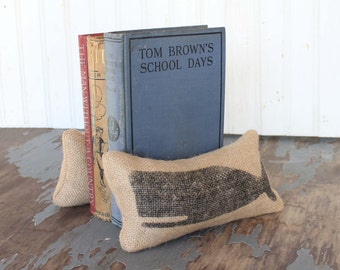 Burlap Feedsack Bookends