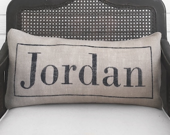 Classic Family Name  Burlap Pillow - Personalized Name Pillow - Custom Name Pillow -