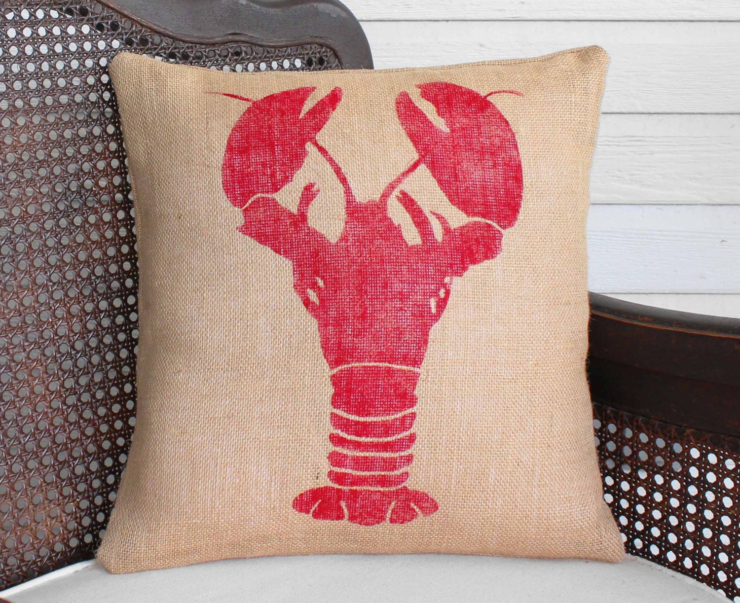 Lobster Red and White Pillow Cover, Throw Pillow Cushion, 14 x 14