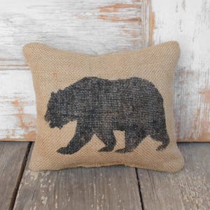 The Black Bear -  Burlap Feed Sack Doorstop -Bear Door Stop - Rustic Cabin Decor - Woodland animals - black bear decor