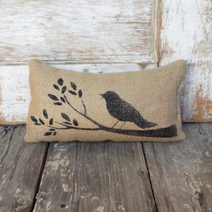 Bird and Branch -  Burlap Feed Sack Doorstop - Door Stop - Bird Decor