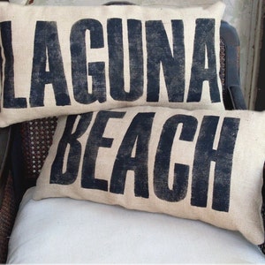 Beach Burlap Pillow Beach Pillow Beach Decor Beach Cottage Lumbar Style image 3