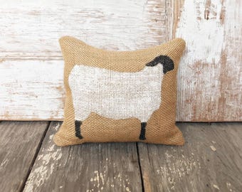 Suffolk Sheep- Burlap Feed Sack Doorstop - Sheep Door Stop - Sheep Decor - Black Faced Sheep - Wooly Lamb - Primitive Sheep