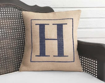 Classic Monogram  - Burlap Pillow - Monogram Pillow Burlap - Personalized - Letter Pillow - Initial Pillow - Alphabet Pillow