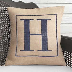 Classic Monogram Burlap Pillow Monogram Pillow Burlap Personalized Letter Pillow Initial Pillow Alphabet Pillow image 1