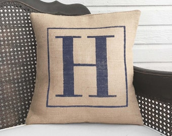 Classic Monogram  - Burlap Pillow - Monogram Pillow Burlap - Personalized - Letter Pillow - Initial Pillow - Alphabet Pillow