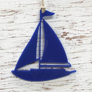 Sailboat Christmas Ornament Personalized Engraving Laser Cut from Wood or Acrylic Nautical Christmas Ornaments Gift for Sailor image 2