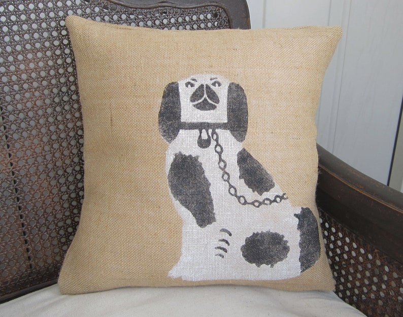 Manor House Staffordshire Dog Burlap Pillow Dog Pillow | Etsy