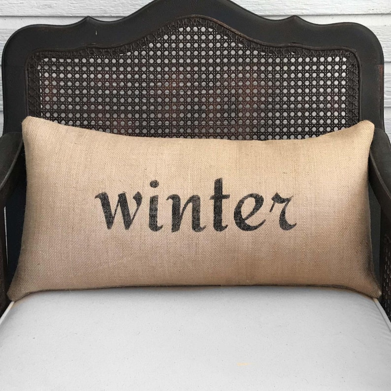 Seasons Burlap Pillow - Your choice of a Winter Pillow - Fall Pillow - Summer Pillow - Spring Pillow - Four Seasons - fall decor image 1