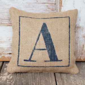 Classic Monogram Burlap Doorstop Burlap Fabric Doorstop Personalized Monogram Home Decor Door Stop image 1