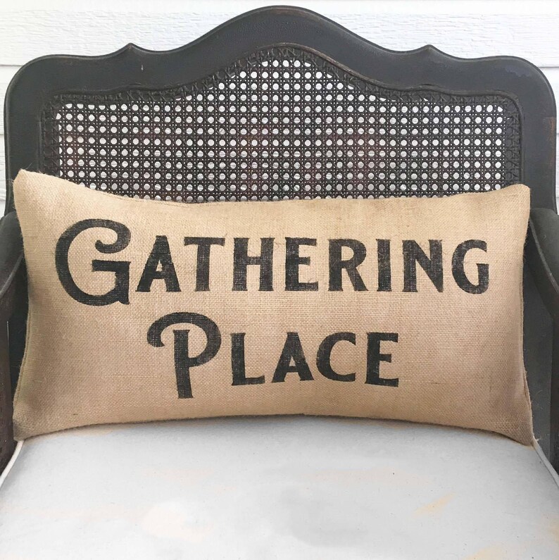 Gathering Place - Burlap Pillow - Fall Decor - Fall Pillow - Thanksgiving Decor - Fall Porch Decor image 2