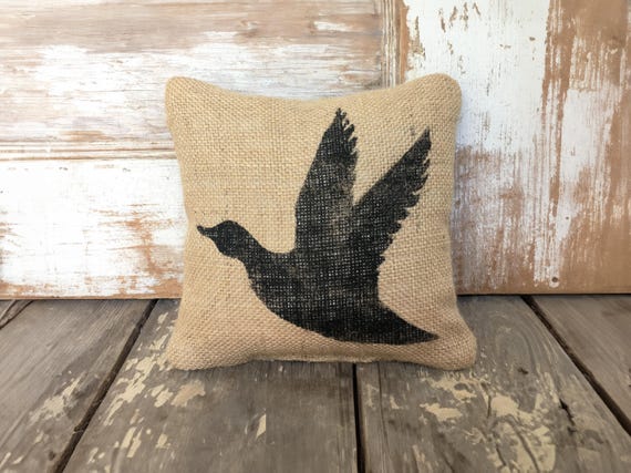 The Flying Duck -  Burlap  Doorstop - Door Stop - Waterfowl - Waterbird - Mallard Duck Decor  Lodge Cabin - Duck Doorstop