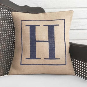 Classic Monogram - Burlap Pillow - Monogram Pillow Burlap - Personalized - Letter Pillow - Initial Pillow - Alphabet Pillow image 1