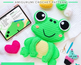 Frog-Shaped Pillow Crochet Pattern – Amigurumi PDF Pattern