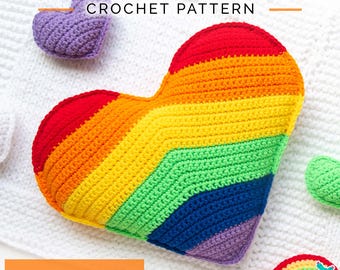 Pride Heart Crochet Pillow Pattern - PDF Download