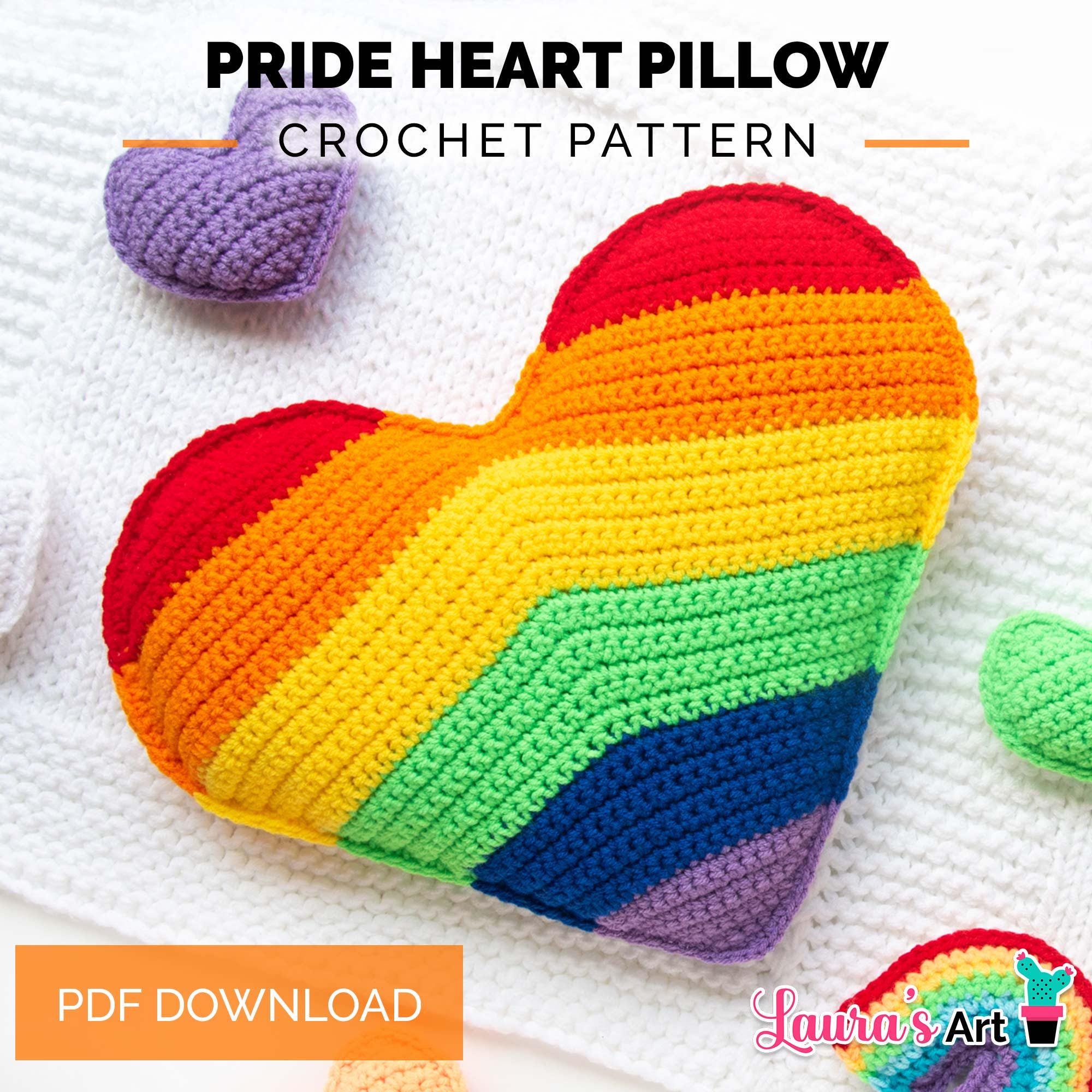 39 Beautiful Crochet Heart Patterns To Make With Love 13 Pride Heart Crochet Pillow