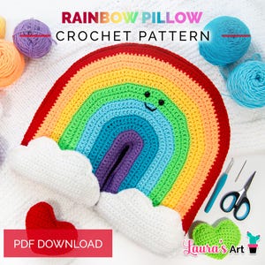 Rainbow Crochet Pillow Pattern – Step-by-Step PDF Pattern
