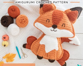 Crochet Fox Pillow Pattern: XL Amigurumi (Digital Download)