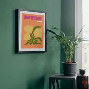 Travel Print, Printable Wall Art, Digital Wall Poster, Colourful Travel Poster, Amsterdam , Amsterdam Wall Art