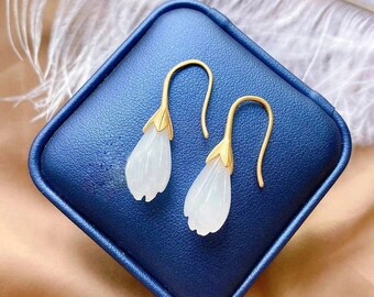 Lily of the Valley Earrings White Fairy Flower Dangle Earrings Bell Orchid Wedding Earrings Bridal Jewelry bridesmaid earrings birthday gift