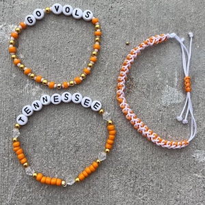 University of Tennessee Inspired Bracelet Stack | Go Vols | Vols Friendship Bracelet | Macrame Bracelet | Seed Bead |