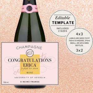 Custom Veuve Clicquot Inspired Champagne Label | Downloadable Canva Template | Bottle Label Template, Instant Download