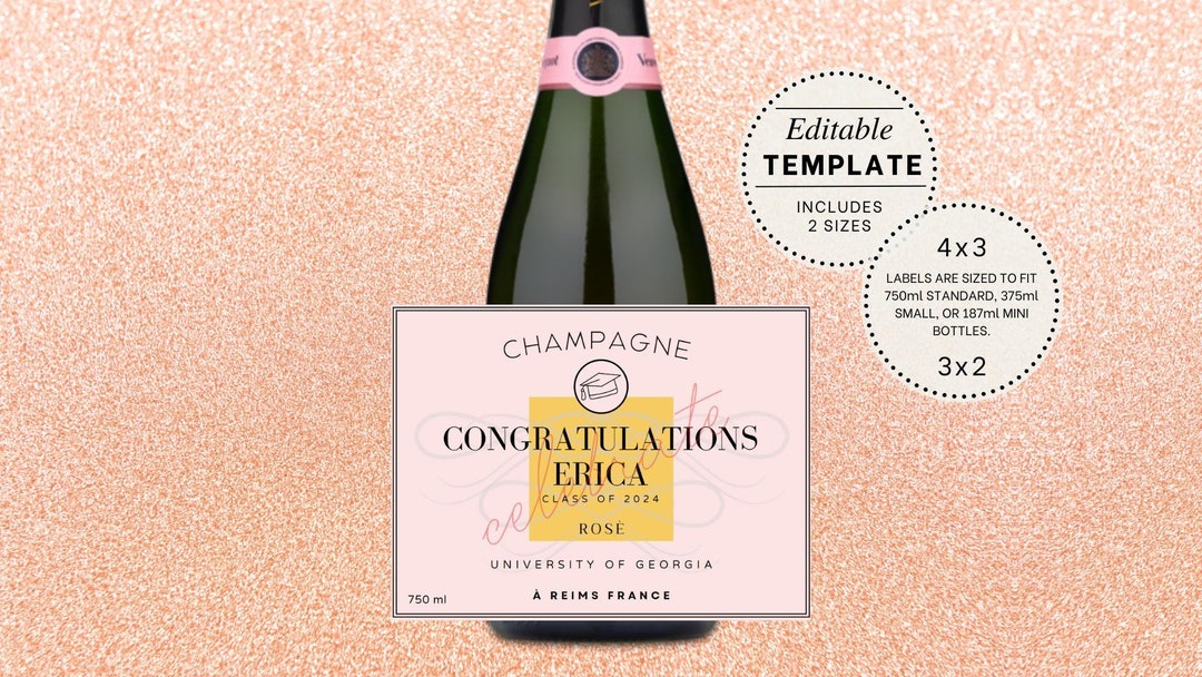 Custom Veuve Clicquot Inspired Champagne Label Downloadable Canva