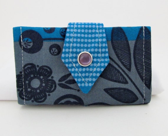 Items similar to Small Card Organizer Wallet - Deep Lake Lilies on Etsy