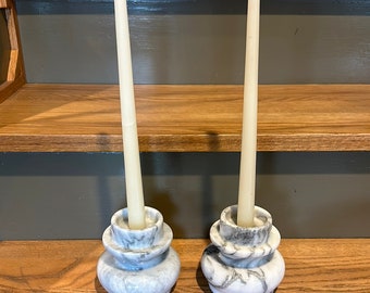 Vintage Pair of Marble Candlestick Holders